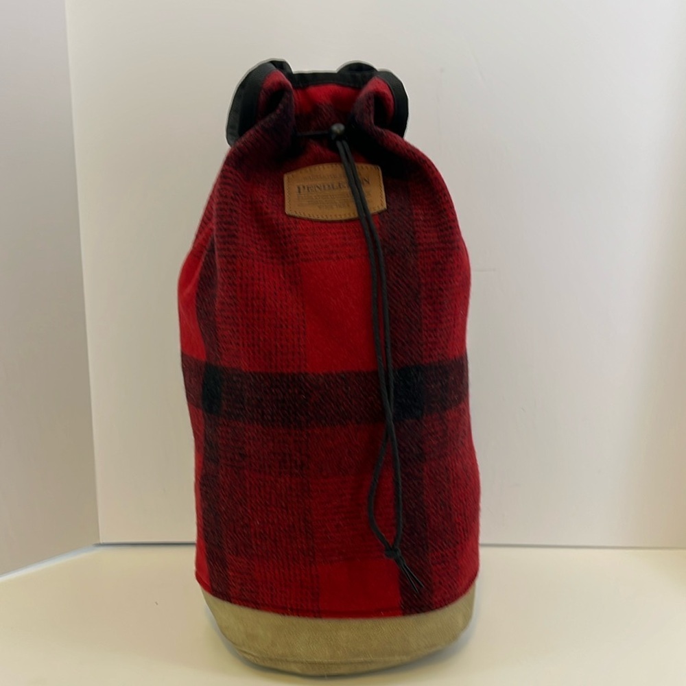Vintage Pendleton 100% Wool Red & Black Tartan Plaid Flannel + Suede Sling Bag